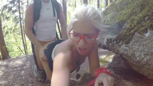 Young Girl is Caught during fucking by a peeper in forest in all 3 holes