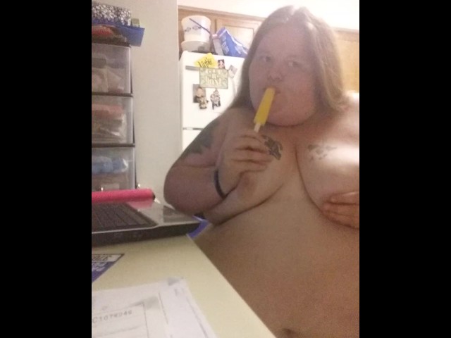 Big, Beautiful Bitch Eating a Popsicle Naked 