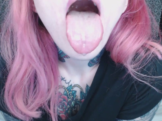 Pink Haired Girl Holds Mouth Wide Open for You ;) 