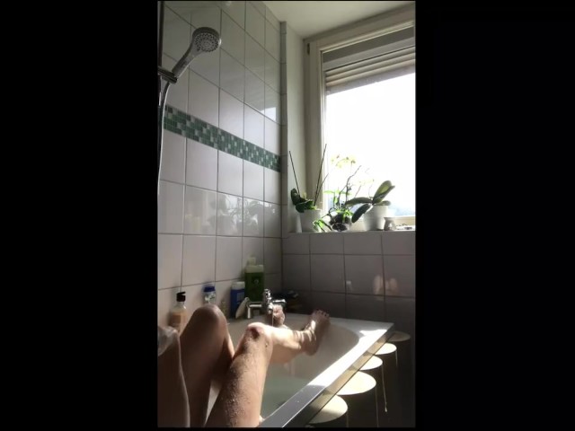 Snapchat Story. Cute Natural Girl Takes a Bath by the Window 