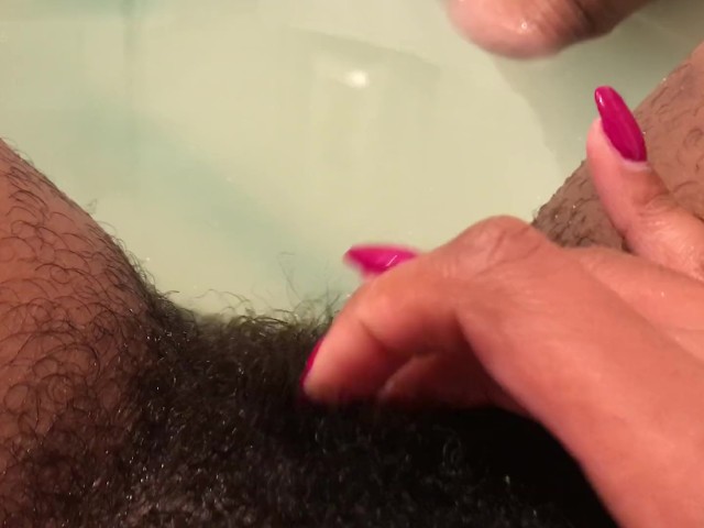 Masturbating My Hairy Pussy in the Tub. Juicy 