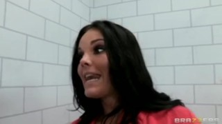 Busty lesbian prisoner makes a new in-mate fuck her pussy & ass - Brazzers