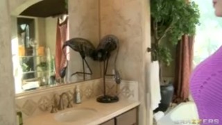 Cheating Big-tit blonde MILF fucks daughter's BF's big black cock
