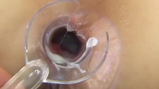 Lewd asian chick Koyoka Ishiguro gets a gang creamed asshole