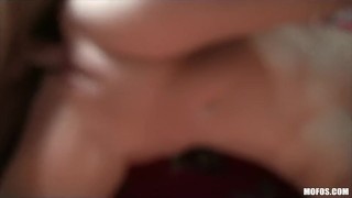 Cute blonde amateur Nina Lane rides her neighbor's cock