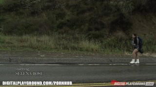 Hitchhiking Latina Selena Rose trades pussy for a place to 