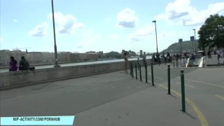 crazy chick tereza shows her naked body on public streets