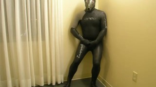 Completing the transformation as I change into orca predator wetsuit