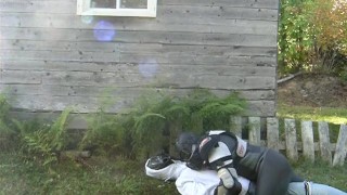 armoured frogman surprises outdoors