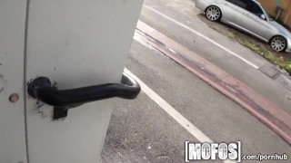 Mofos - Kiara flashes and sucks in public