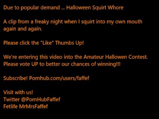 MILF Squirts In Her Own Mouth Again and Again! Halloween Special