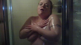 Showering with toys and cock