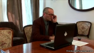 Tricky Old Teacher - Hot pigtailed brunette