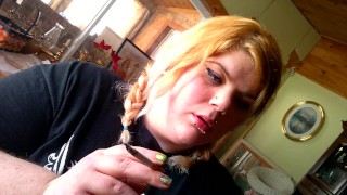 double braided blonde smoking