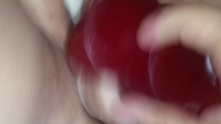 Bbw playing with large dildo