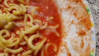 Rock Hard Cock Cums On Pasta !!!