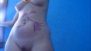 Painting my naked body in front of the window- andrea sky