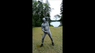 Spandex snake jerks off in parking lot