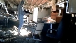 Horny snake commando walks through building looking for his enemy