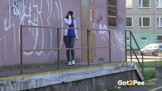 Teen pissing compilation as girls pee outside