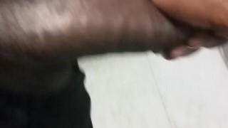 At work playing with my big black dick