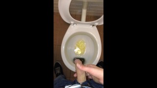 Taking a dirty piss in a public toilet