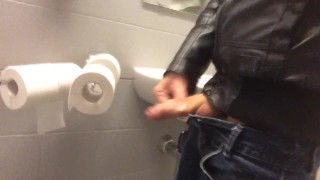 Dirty boy Pissing in public sink