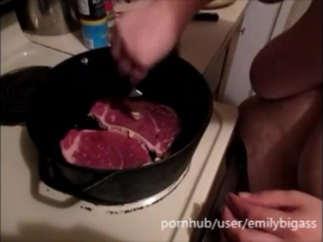 Very First Cooking With Emilybigass With Blowjob; Cooking Steaks 