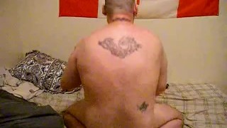 Riding dildo hard and fast