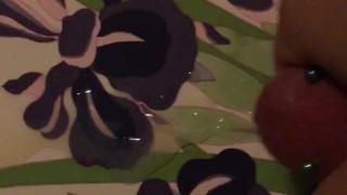 Jerking my pierced cock with a big load