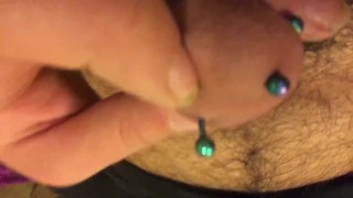 Me on the couch showing how I clean my piercings