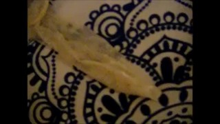 Sitting on a big carrot stroking my cock to acheive orgasm and drink my cum