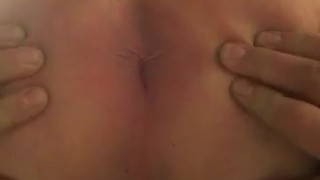 Jack off, tight shaved asshole and cumshot in mouth