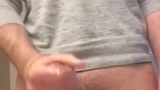 Jerking morning wood cum shot