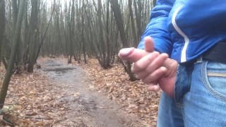 Jerking my big dick en cumming - public jerk off