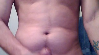 Stroking my cock and cum pours out