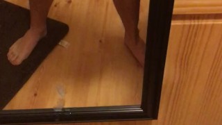 HUGE Intense Cumshot All Over Mirror!