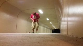 Chub Boy Plays With Himself Near Park