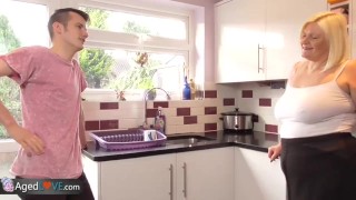 Lost boy fucks a foreign wife with his big cock in the kitchen
