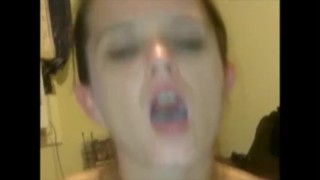 Girlfriend rides dildo in front on boyfriend screaming his bet mates name b
