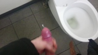 POV jerkin off in piblic toilet,cum on floor: fan requested