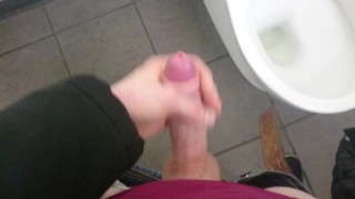 POV jerkin off in piblic toilet,cum on floor: fan requested