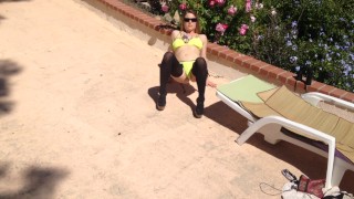 Amateur stripper practicing moves outdoors - Erin Electra 