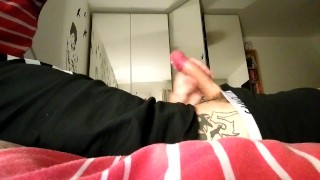 Tattooed British guy unloads a thick wad of cum