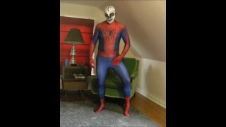 Spiderman wearing a skeleton lucha libre wrestling mask