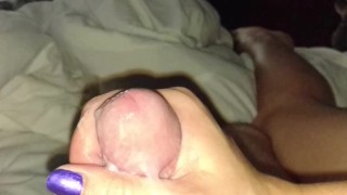 Becky's early morning handjob to start the day....