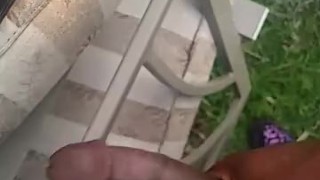 Outdoor masturbating while the neighbors home