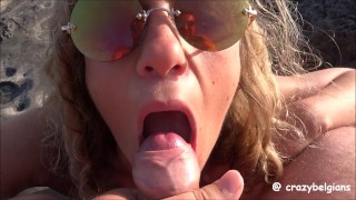 Blowjob at seaside (& Cum in her mouth)