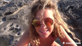 Blowjob at seaside (& Cum in her mouth)
