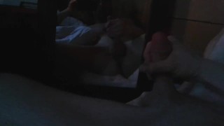 jerking off to my reflection, dark image sorry...